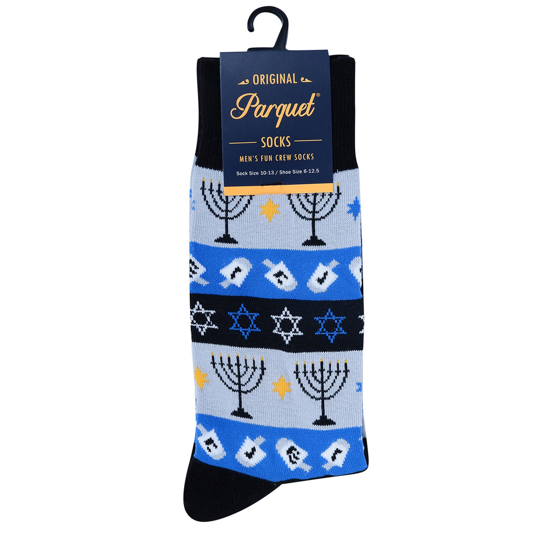 Mens Blue Hanukkah Novelty Socks Image 4