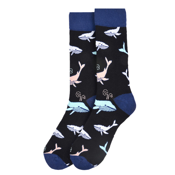 Mens Whale Novelty Socks Dark Blue Black Fun Crazy Crew Socks Whale Lovers Ocean Socks Image 4
