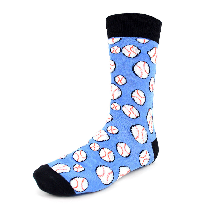 All Star Baseball Gift Mens Baseball Novelty Socks Boys of Summer Gift Dad Gift  Blue and White Baseballs Image 1
