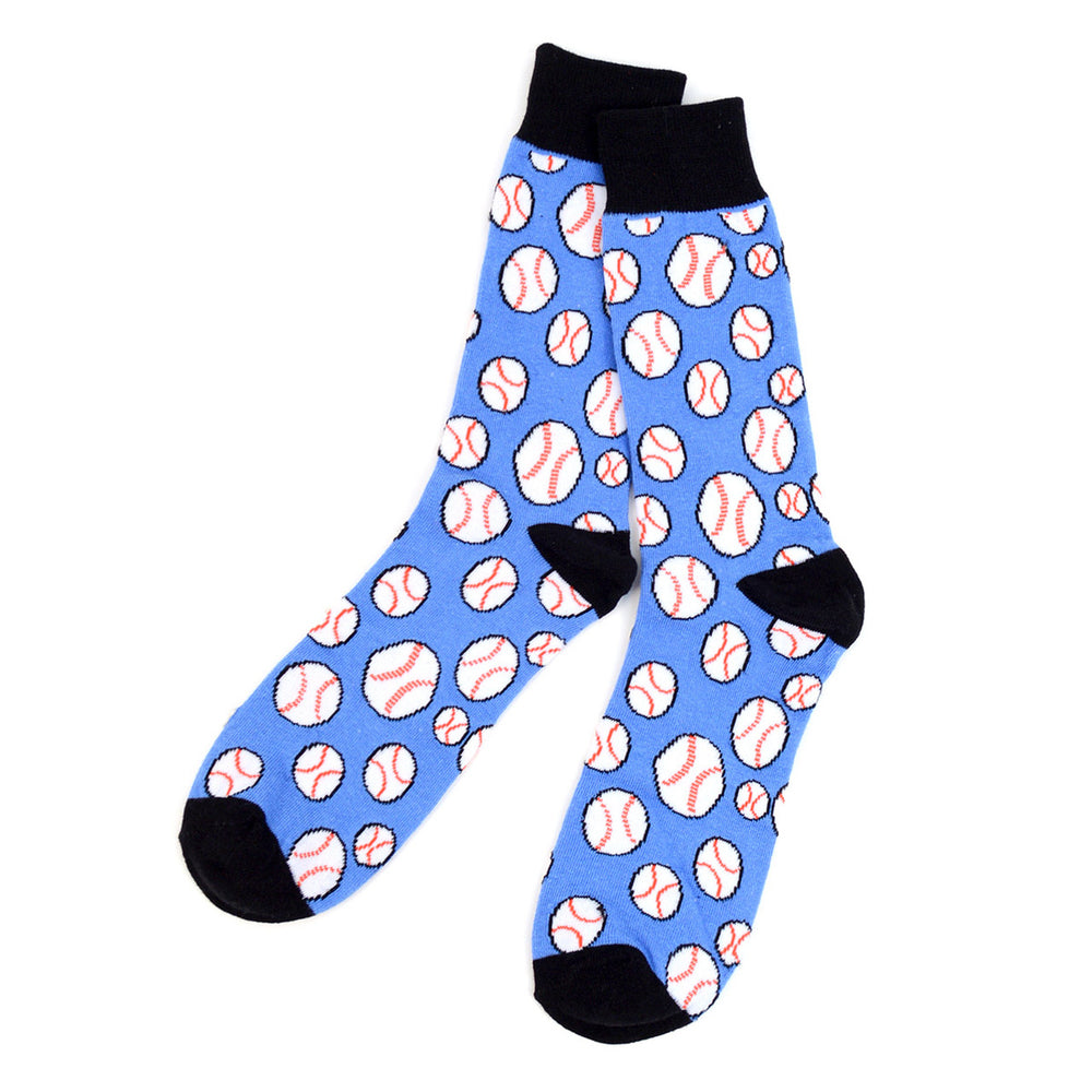 All Star Baseball Gift Mens Baseball Novelty Socks Boys of Summer Gift Dad Gift  Blue and White Baseballs Image 2