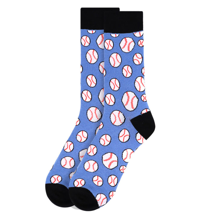 All Star Baseball Gift Mens Baseball Novelty Socks Boys of Summer Gift Dad Gift  Blue and White Baseballs Image 3