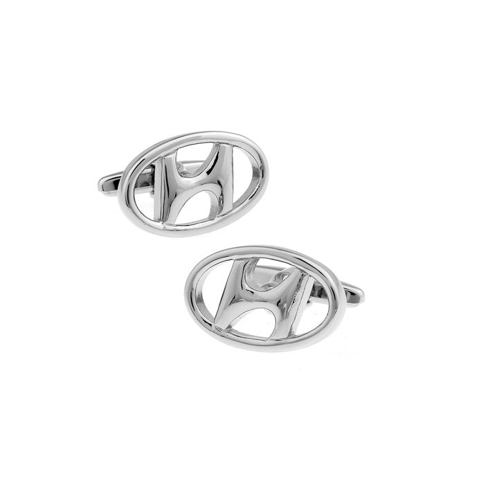 Hyundai Cufflinks Silver Cut Out Design Cuff Links with Gift Box Image 1