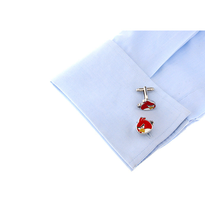 Red Bird Cufflinks Fun Video Game Cuff Links Comes with Gift Box Image 4