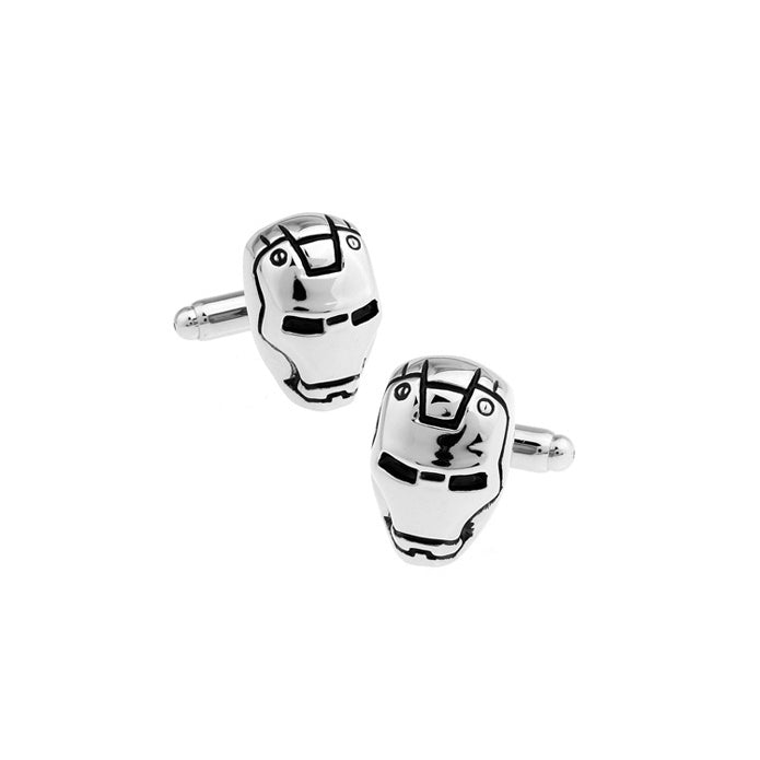 Iron Man Cufflinks Silver Edition Black enamel Trim Cuff Links Ironman Comes with a Gift Box Image 1