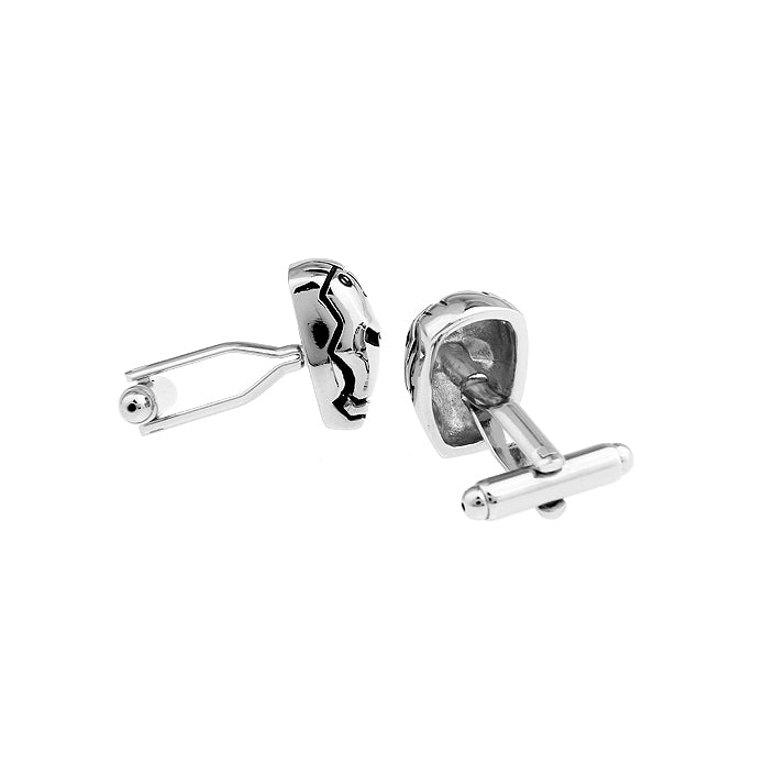 Iron Man Cufflinks Silver Edition Black enamel Trim Cuff Links Ironman Comes with a Gift Box Image 2