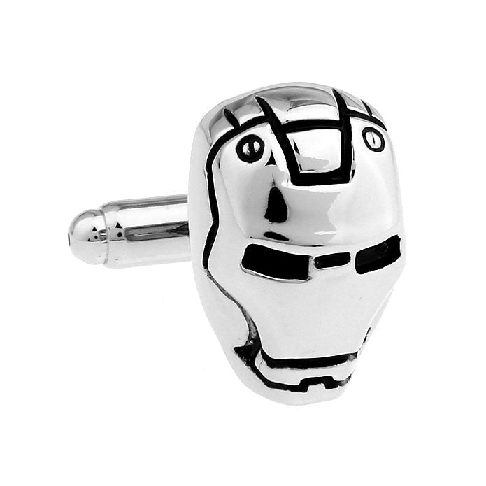 Iron Man Cufflinks Silver Edition Black enamel Trim Cuff Links Ironman Comes with a Gift Box Image 3