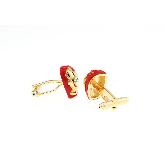 Iron Man Cufflinks Red Gold Edition Enamel Trim Cuff Links Ironman Comes with a Gift Box Image 2