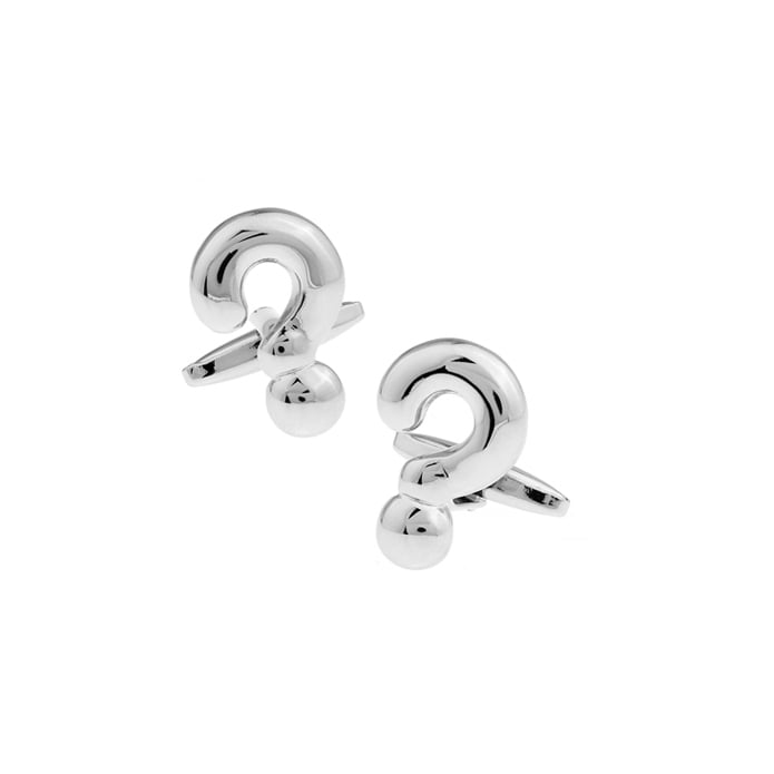 The Riddler Cufflinks Silver Question Marks Cuff Links Comes with Gift Box Image 1