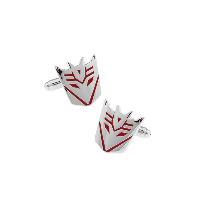 Decepticons Cufflinks Super Hero Transformers Cuff Links Silver Red Comes Gift Box Image 1