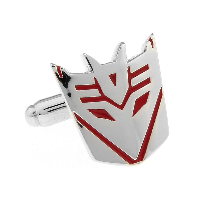 Decepticons Cufflinks Super Hero Transformers Cuff Links Silver Red Comes Gift Box Image 3