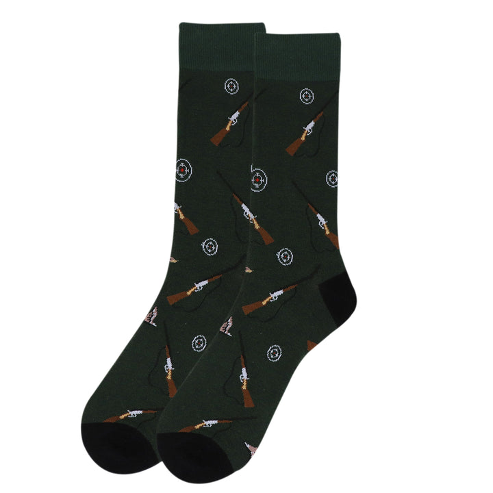 Mens Novelty Hunting Socks Dark Green Fun Socks Image 2