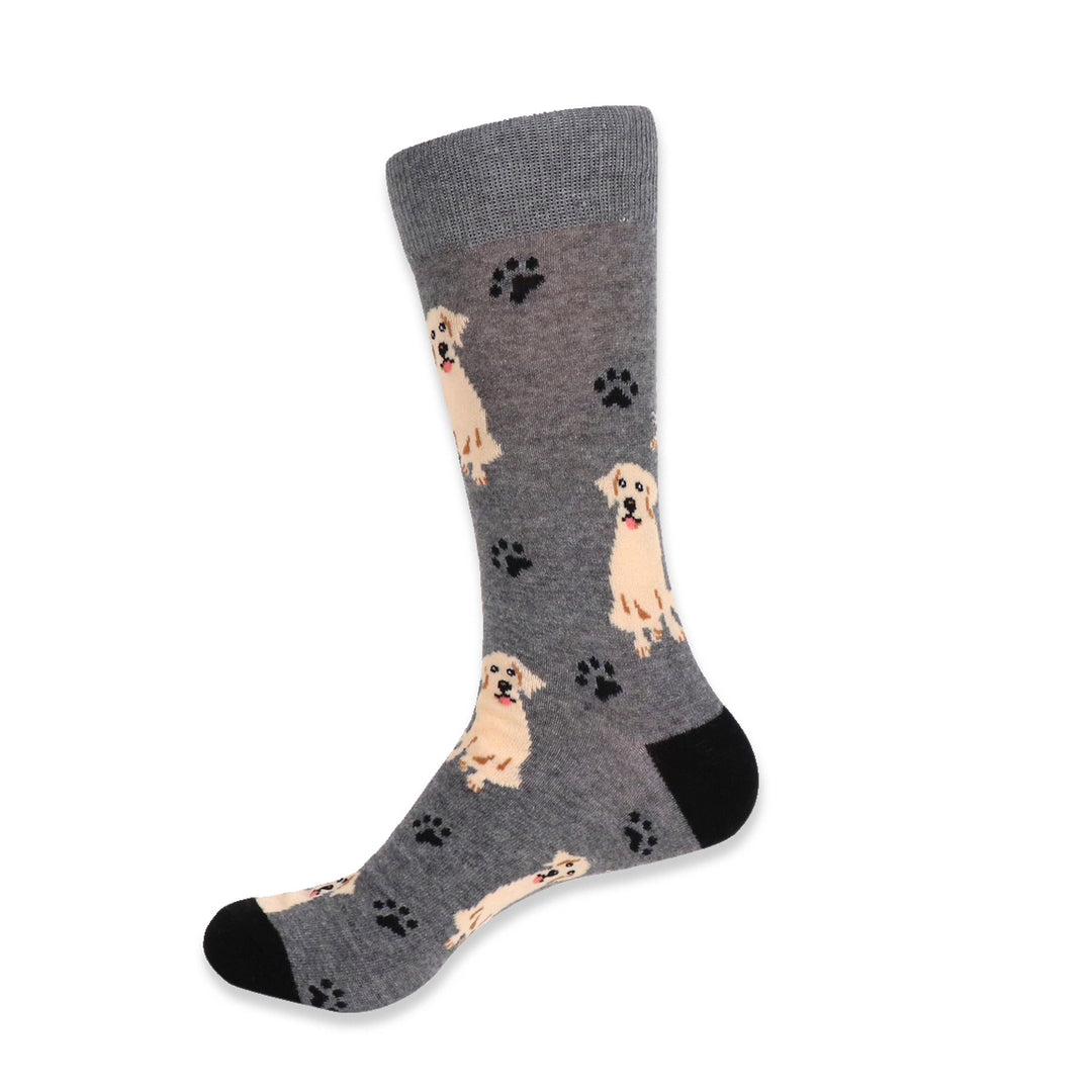 Dog Socks Men's Novelty Retriever Dog Socks Gray Fun Socks Image 1