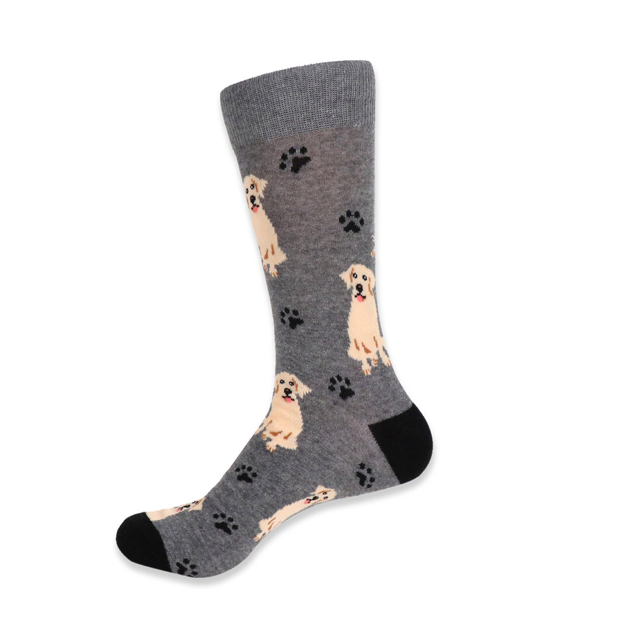 Dog Socks Mens Novelty Retriever Dog Socks Gray Fun Socks Image 1
