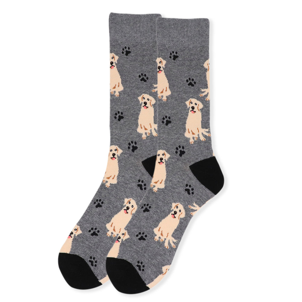 Dog Socks Men's Novelty Retriever Dog Socks Gray Fun Socks Image 2