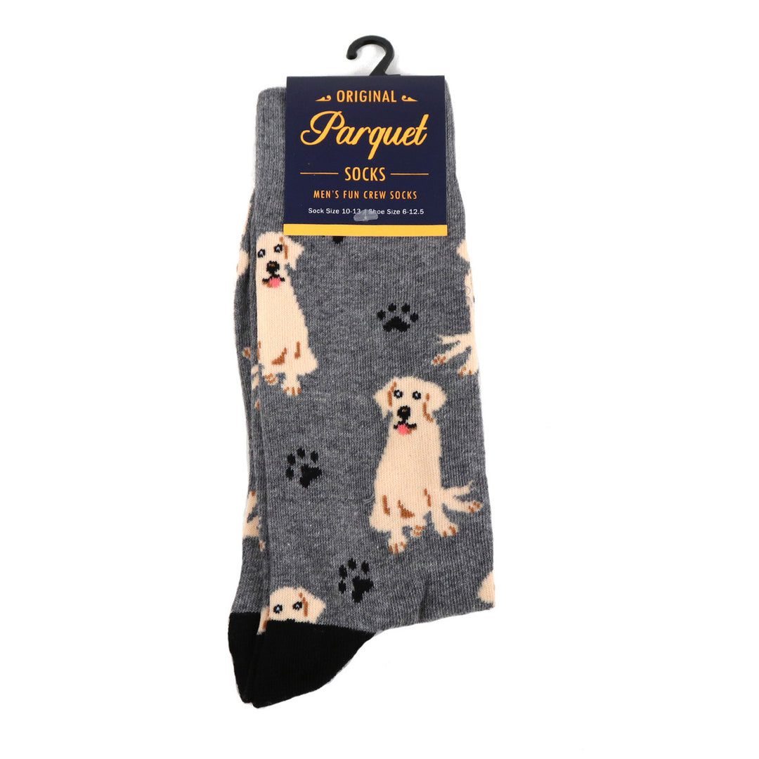 Dog Socks Men's Novelty Retriever Dog Socks Gray Fun Socks Image 4
