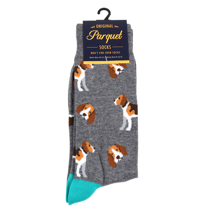 Mens Novelty Beagle Dog Socks Fun Dog Socks Crazy Wild Beagle Crew Socks Party Time Image 4