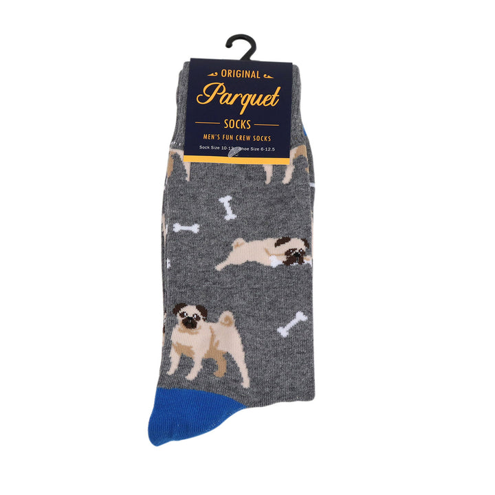 Men's Novelty Pug Dog Socks Fun Dog Socks Crazy Crew Socks Graphic Dog Socks Image 4