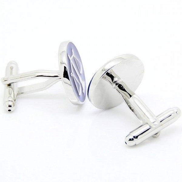 Scale of Justice Cufflinks Silver with Blue Enamel Cuff Links Lawyer Judge Law Student Law Clerk Comes with Gift Box Image 2