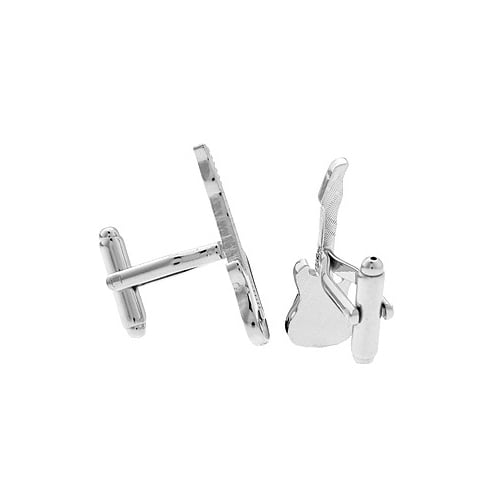 Guitar Cufflinks Electric Guitar Silver with Enamel Cuff Links Rock and Roll Musician Comes with Gift Box Image 2