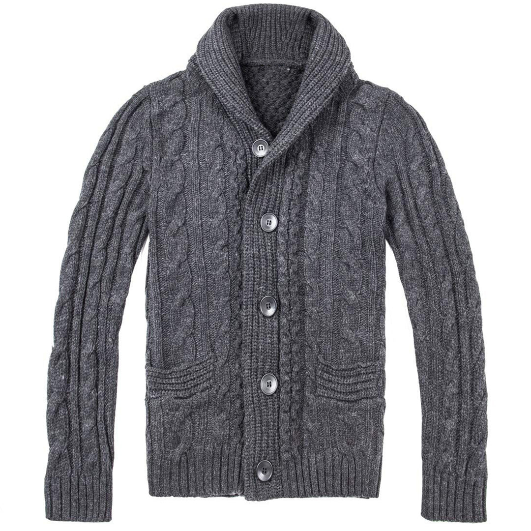 MenS Shawl Collar Cardigan Soft Cotton Loose Fit Long Sleeve Casual Sweater With Pocket Pullover Knitwear Solid Color Image 1