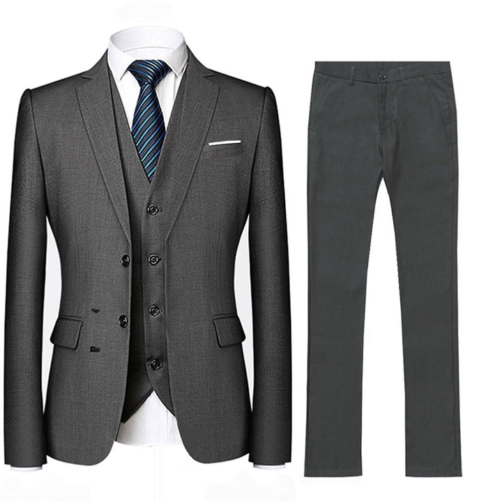 Men Suits 3 Piece Dress Suit Elegant Slim Fit Solid Color Autumn Wedding Formal Jacket and Vest and Pants Image 1