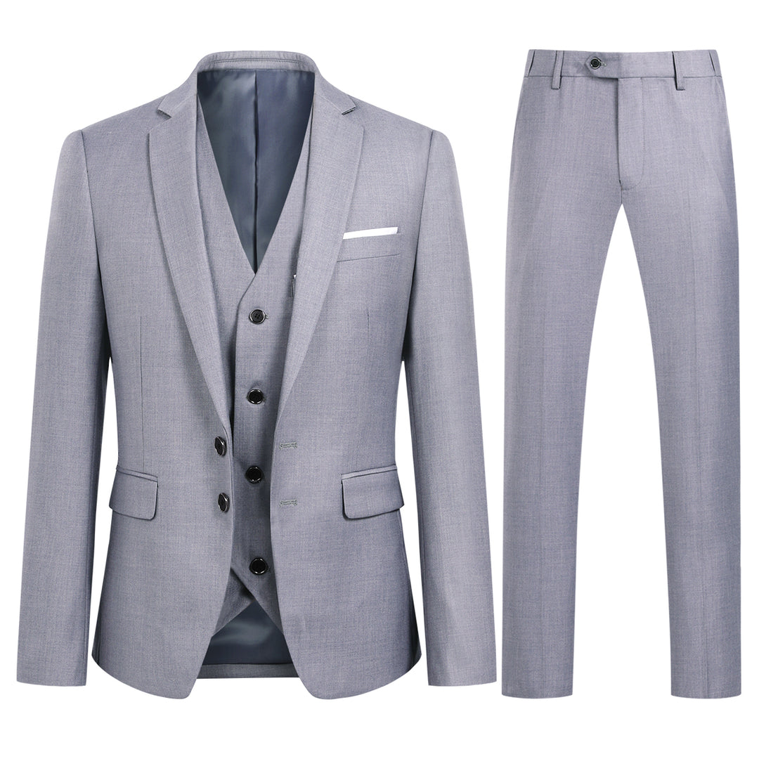 Men Suits 3 Piece Dress Suit Elegant Slim Fit Solid Color Autumn Wedding Formal Jacket and Vest and Pants Image 3