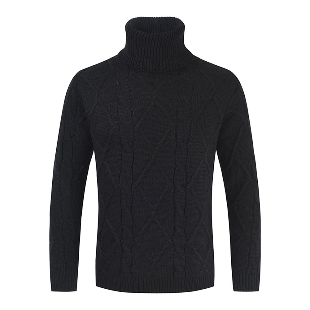 Mens Turtleneck Sweater Long Sleeve Knitted Pullover Slim Fit Casual Sweatershirt Cable Solid Color Image 1