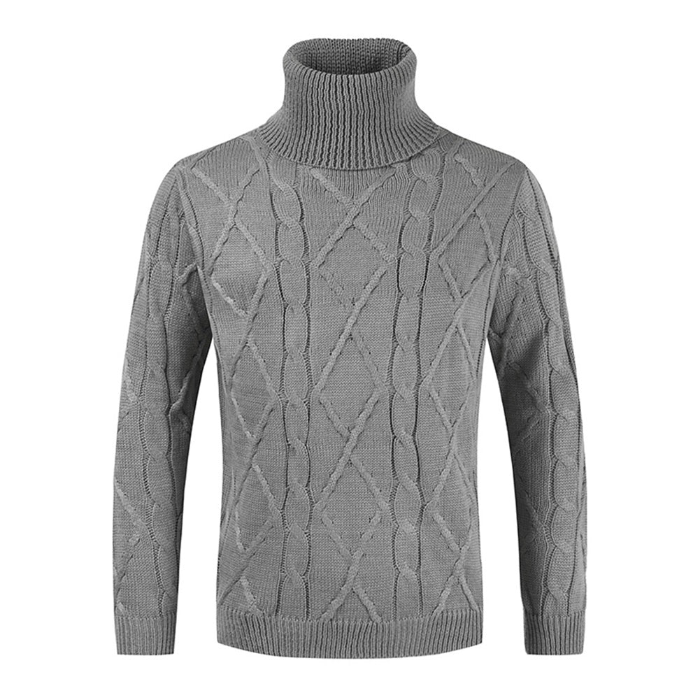 Mens Turtleneck Sweater Long Sleeve Knitted Pullover Slim Fit Casual Sweatershirt Cable Solid Color Image 1