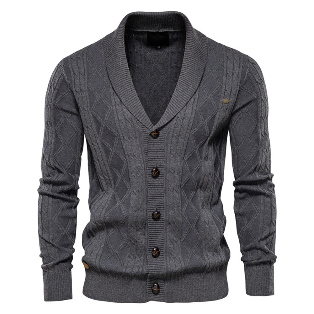 Mens Sweater Casual Winter Spring Lapel Cardigan Solid Color Warm Sweater Cotton Loose Single Breasted Sweater Image 1