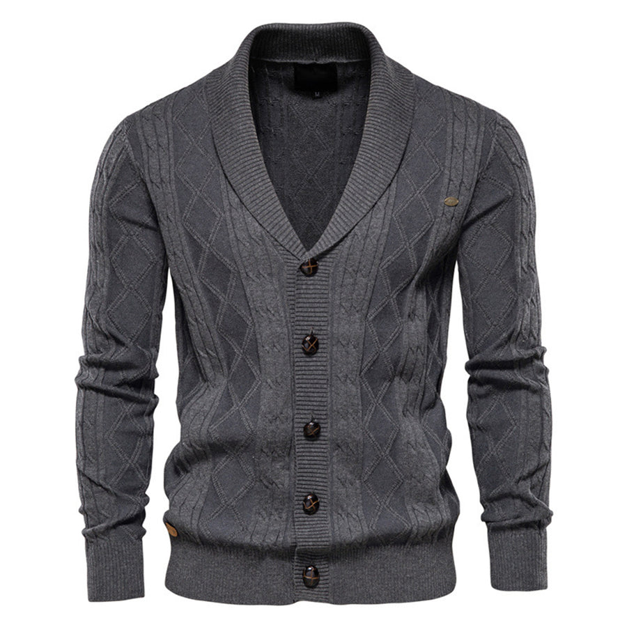 Mens Sweater Casual Winter Spring Lapel Cardigan Solid Color Warm Sweater Cotton Loose Single Breasted Sweater Image 1