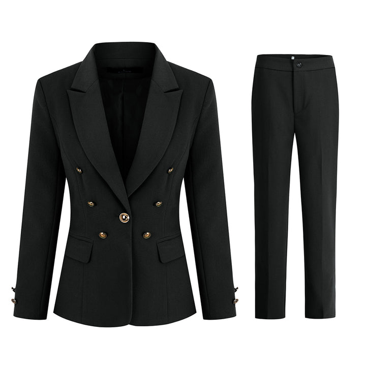 Womens Business Office 1 Button Blazer Solid Jacket and Pants Suit Set Slim Fit Single-breasted Image 3
