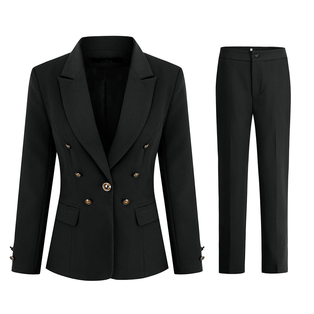 Womens Business Office 1 Button Blazer Solid Jacket and Pants Suit Set Slim Fit Single-breasted Image 1