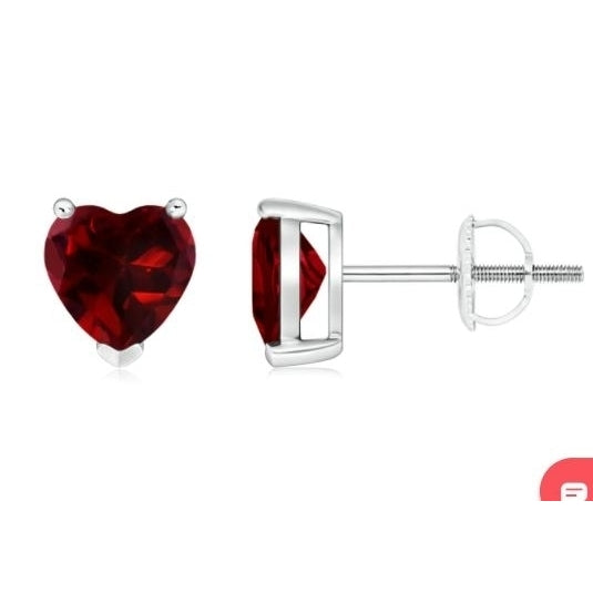 SILVER PLATED RED HEART SHAPE STUD EARRINGS STUNNING Image 2