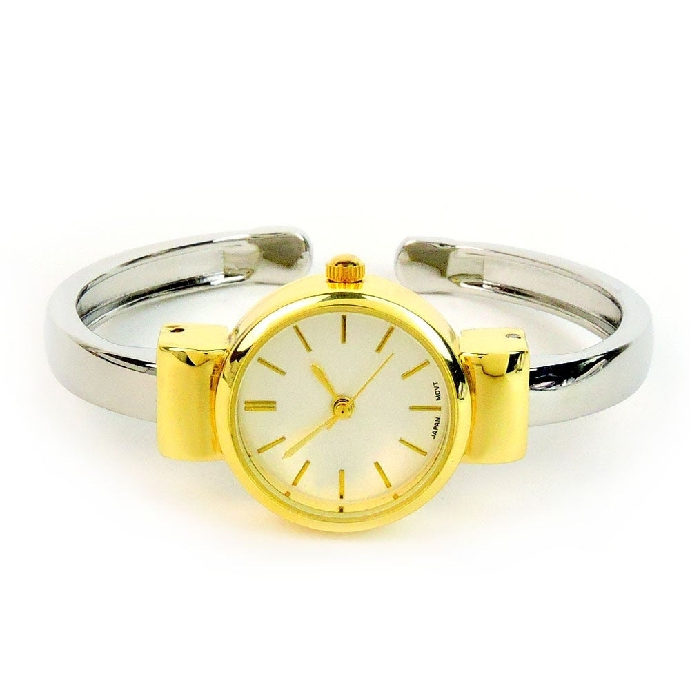 2Tone Metal Band Small Size Bangle Cuff Watch for Women Image 3