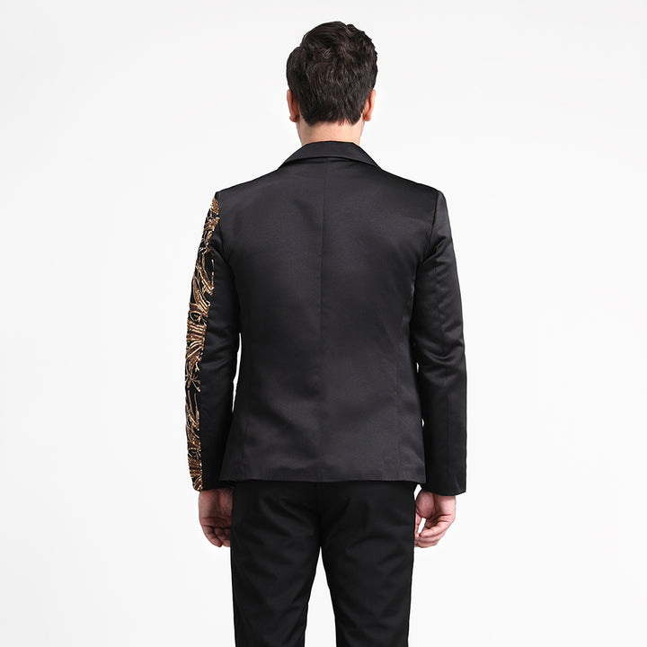 Men Suit Fashion Evening Dress Casual Winter Spring Coat Black Gold Sequin Slim Suit Jacket Sports Coat Image 4