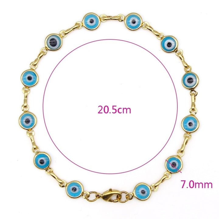 18k Gold Filled High Polish Finsh Evil Eye Bracelet Image 3