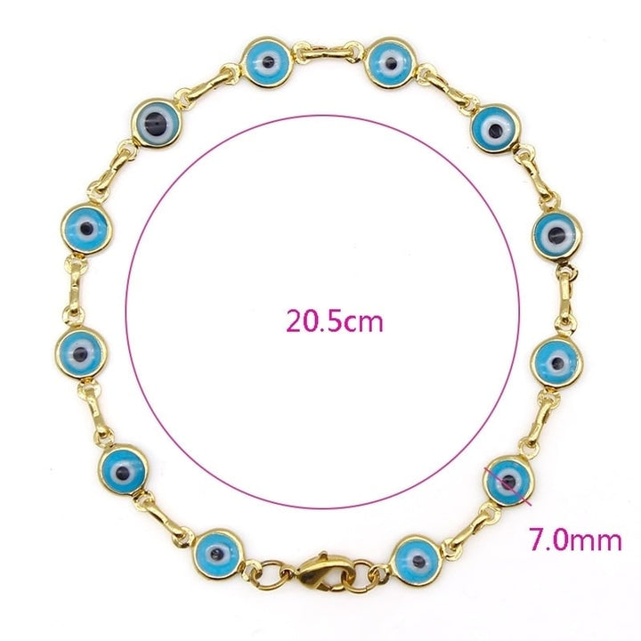 18k Gold Filled High Polish Finsh Evil Eye Bracelet Image 1