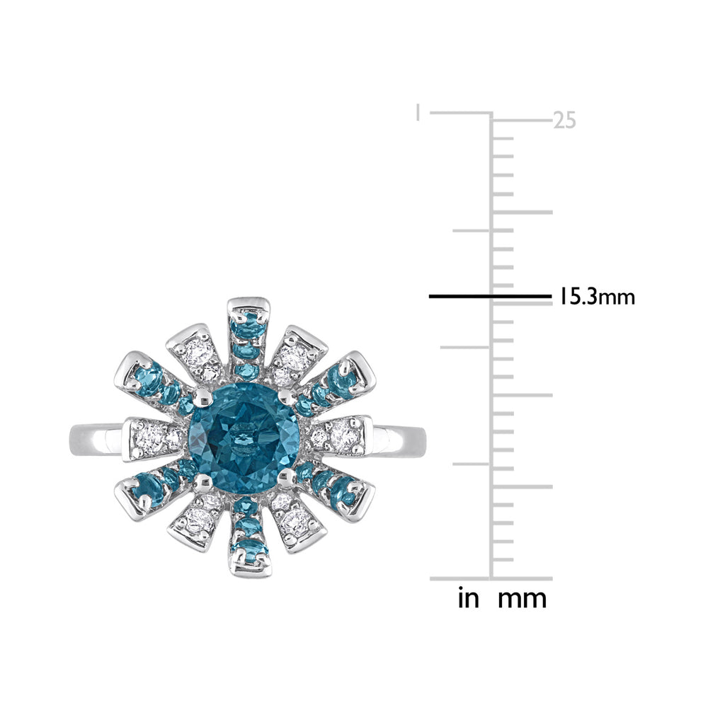 1.74 Carat (ctw) London Blue Topaz Ring in Sterling Silver with White Topaz Image 2