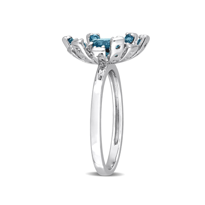 1.74 Carat (ctw) London Blue Topaz Ring in Sterling Silver with White Topaz Image 3