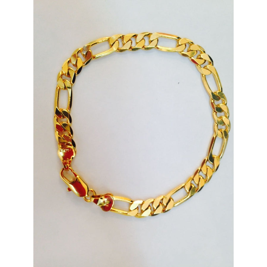 24k Yellow Gold Filled 8MM Figaro Chain Bracelet 8" Image 1
