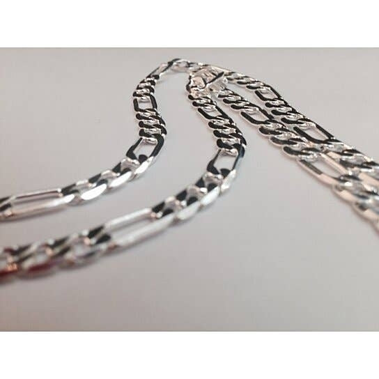 Solid Silver Filled High Polish Finsh  24" Figaro Chain Unisex Image 1