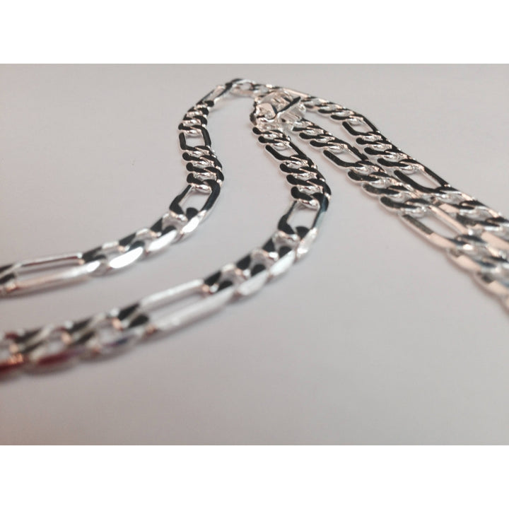 Solid Silver Filled High Polish Finsh  24" Figaro Chain Unisex Image 2