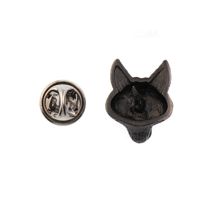 Fox Lapel Pin Fox Head Enamel Pin 3D Design Lanyard Pin Name Tag Pin Gunmetal Color Fashion Pin Image 3