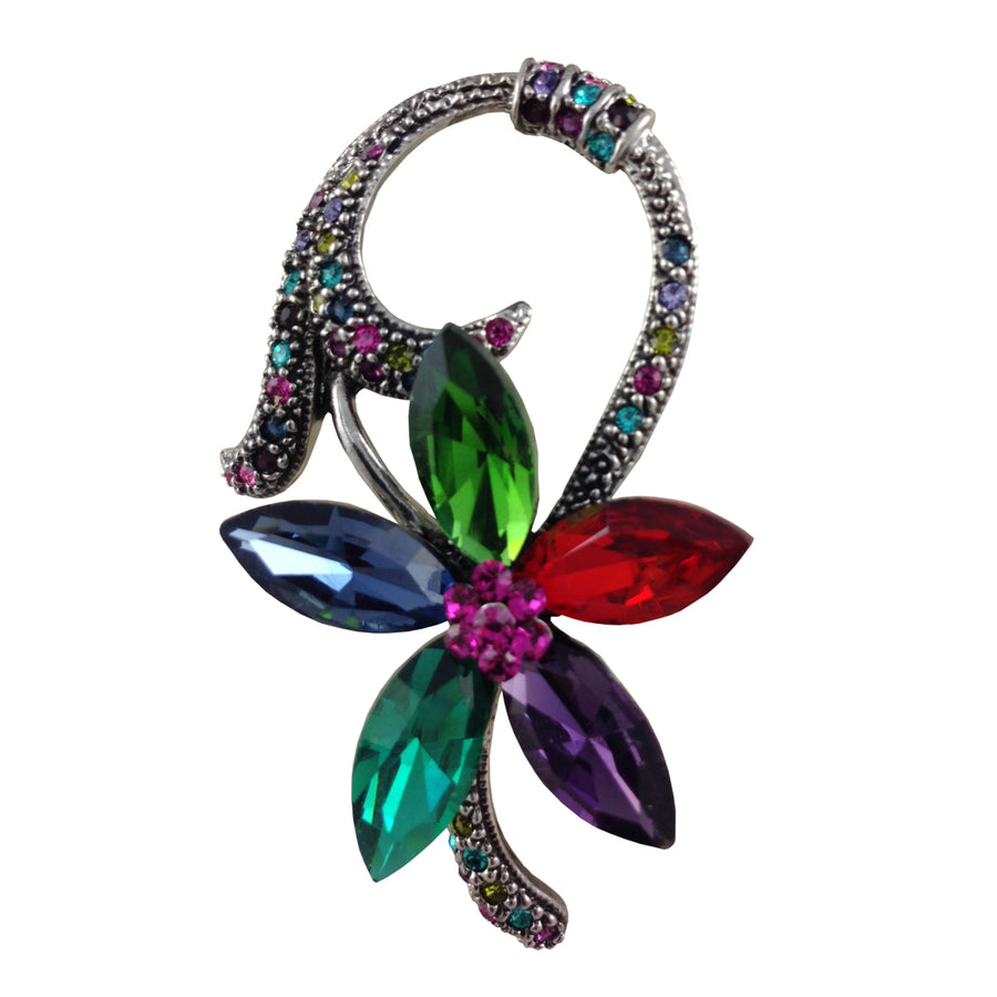 Colorful Jasmine Brooch Shades of Many Colors Crystals with Big Flowers Crystals Multiple Crystals in Setting Fashion Image 1