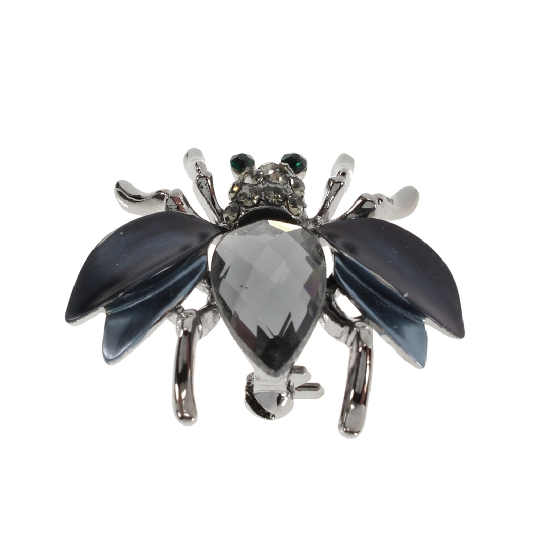 Flying Insect Brooch Smokey Grey Big Crystal Body with Black Crystal Eyes Fashion Pin Party Wear Jewelry Image 1