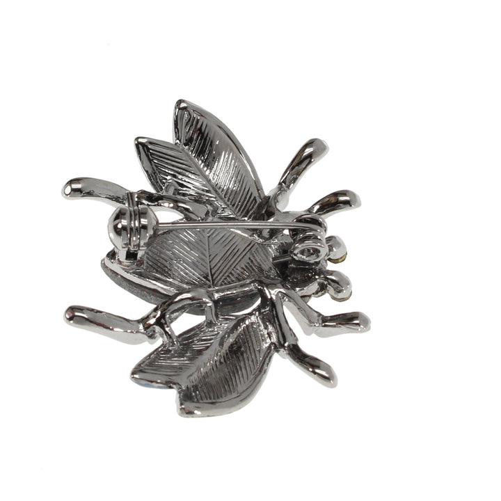 Flying Insect Brooch Smokey Grey Big Crystal Body with Black Crystal Eyes Fashion Pin Party Wear Jewelry Image 2