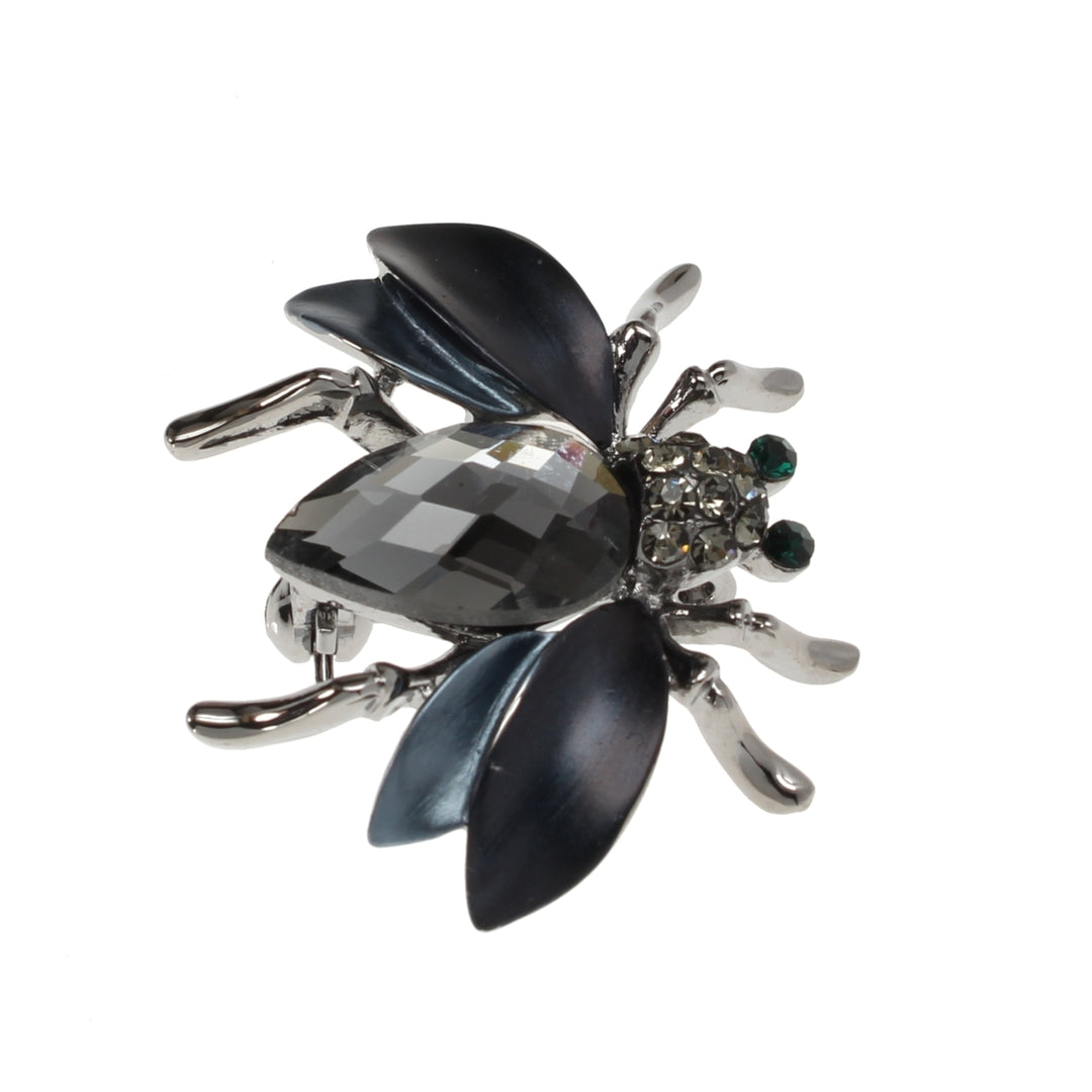 Flying Insect Brooch Smokey Grey Big Crystal Body with Black Crystal Eyes Fashion Pin Party Wear Jewelry Image 3