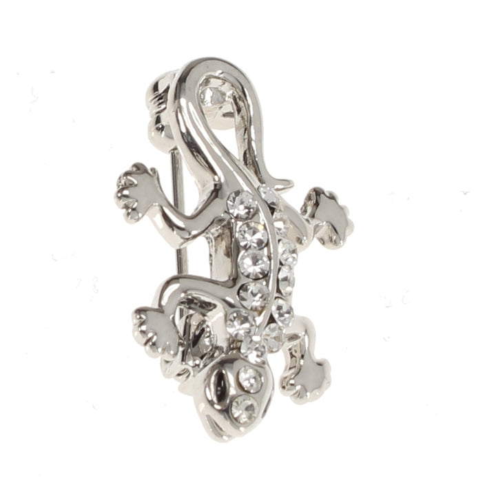 Lizard Pin 3D Design Silver with Clear Crystals Enamel Pin Lizard Lapel Pin Highly Detailed Tie Tack Backpack Pin Image 2