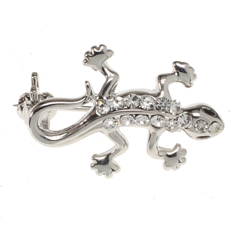 Lizard Pin 3D Design Silver with Clear Crystals Enamel Pin Lizard Lapel Pin Highly Detailed Tie Tack Backpack Pin Image 4