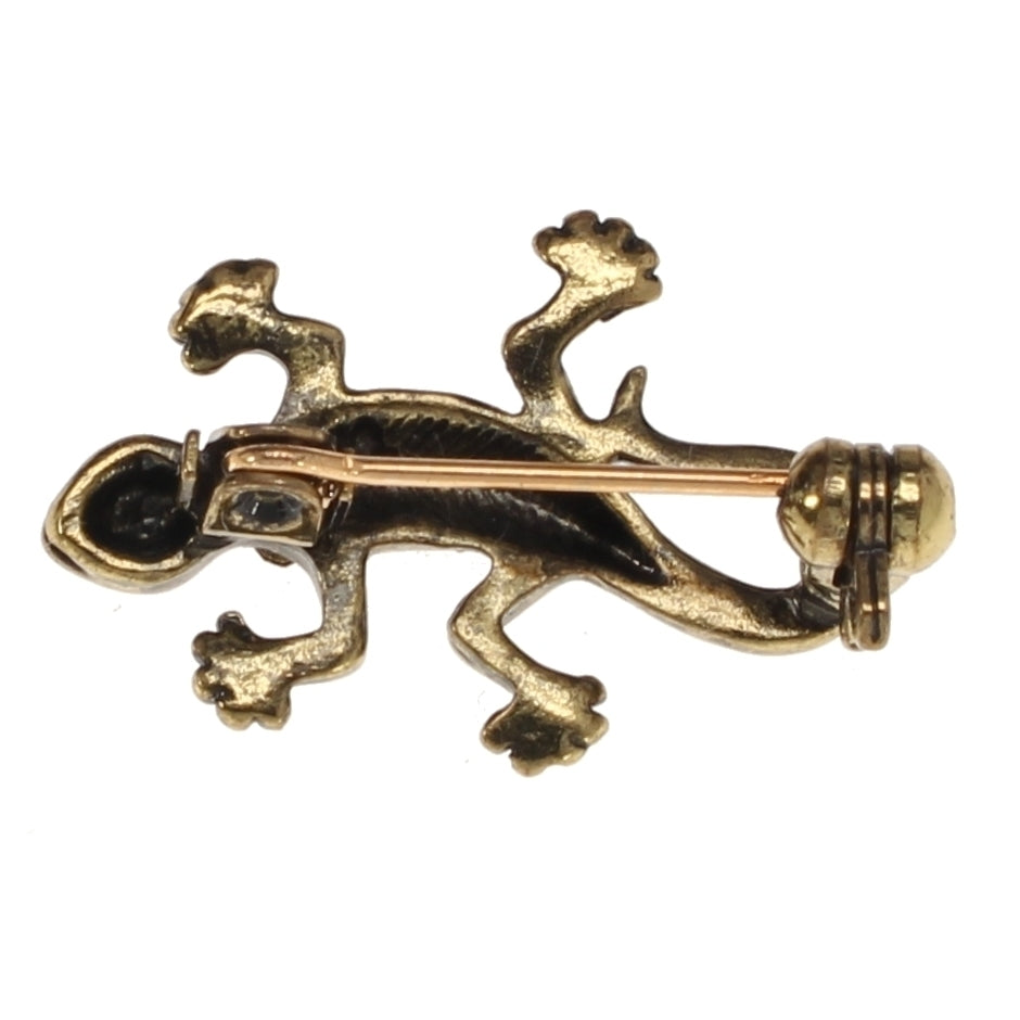 Lizard Pin 3D Design Antique Bronze with Amber Crystals Enamel Pin Lizard Lapel Pin Highly Detailed Tie Tack Backpack Image 2